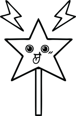 Bir insan tarafından çizilmiş sihirli bir değnek çizimi.