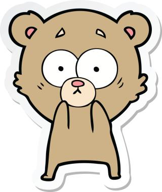 Bir insan tarafından çizilmiş endişeli bir ayı çizgi filminin çıkartması.