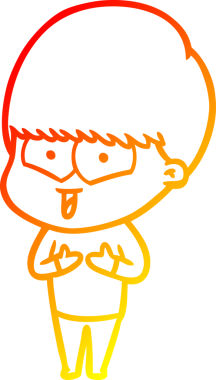 Bir insan tarafından çizilen mutlu bir çocuğun sıcak çizgi çizimi.