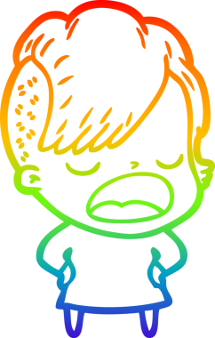 Gökkuşağı gradyan çizgi çizimi bir insan tarafından çizilen havalı hippi kız çizimi