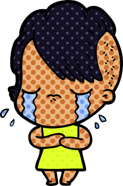 Bir insan tarafından çizilmiş ağlayan bir kız.