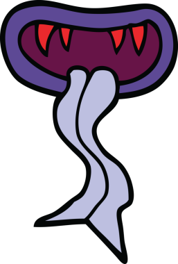 Bir insan tarafından çizilmiş karalama canavarı ağzı.