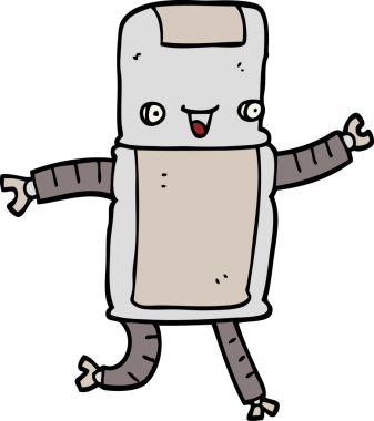 Bir insan tarafından çizilmiş çizgi film robotu