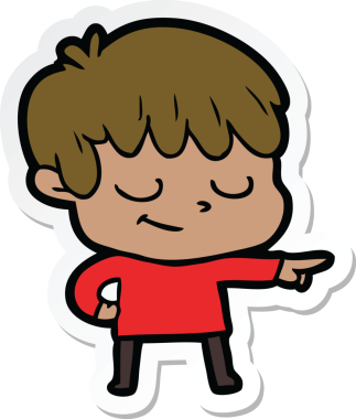 Bir insan tarafından çizilmiş mutlu bir çocuğun çıkartması.