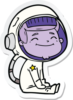 Bir insan tarafından çizilmiş mutlu bir astronotun çıkartması.