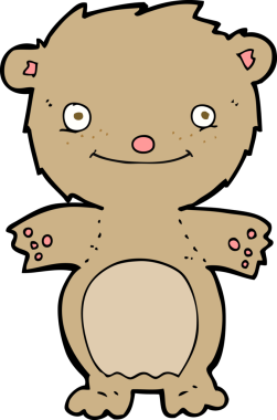 Bir insan tarafından çizilmiş mutlu küçük oyuncak ayı.