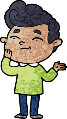 Bir insan tarafından çizilmiş mutlu çizgi film adamı.