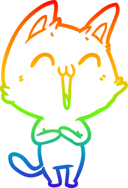 gökkuşağı gradyan çizimi mutlu çizgi film kedisi bir insan tarafından çizildi