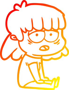 Bir insan tarafından çizilmiş, karikatür çizen, yorgun bir kadın.