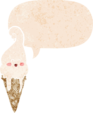 Bir insan tarafından çizilmiş grunge dertli retro tarzı konuşma baloncuklu çizgi film dondurması.