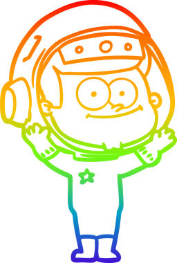 gökkuşağı gradyan çizimi mutlu bir astronot çizgi filmi bir insan tarafından çizildi