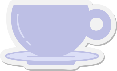 Bir insan tarafından çizilmiş kahve ya da çay fincanı etiketi