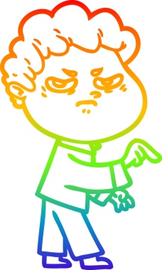 Bir insan tarafından çizilmiş kızgın bir adamın çizdiği gökkuşağı gradyanı çizimi