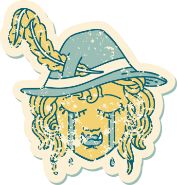 Retro Dövme Biçimi Ağlayan Ork Ozan karakteri Bir insan tarafından çizilmiş