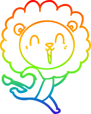 Bir insan tarafından çizilmiş gülen aslan çizgi çizimi.