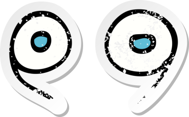 Bir insan tarafından çizilmiş karikatür gözünün gerilimli çıkartması.