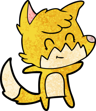 Bir insan tarafından çizilmiş çizgi film dostu tilki.