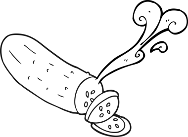 Bir insan tarafından çizilmiş siyah beyaz çizilmiş salatalık.