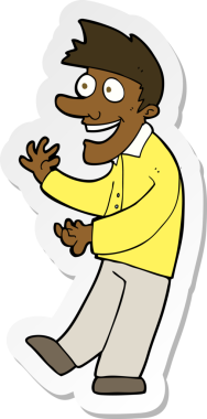 Bir insan tarafından çizilmiş heyecanlı bir adamın çıkartması.