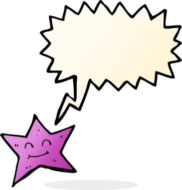 Bir insan tarafından çizilmiş konuşma balonu olan çizgi film yıldızı karakteri.