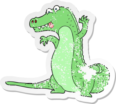 Bir insan tarafından çizilmiş timsah çizgi filminin gerilimli yapıştırması.