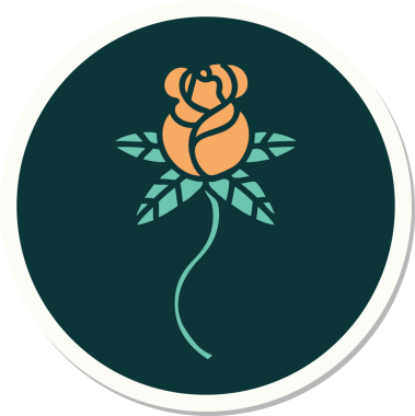 Bir insan tarafından çizilmiş geleneksel gül stili dövme çıkartması.