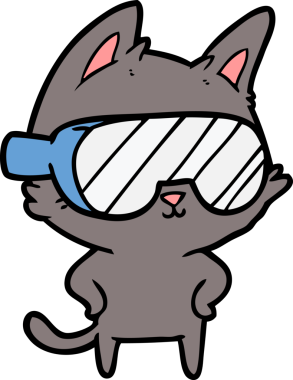 Bir insan tarafından çizilmiş gözlüklü çizgi film kedisi.