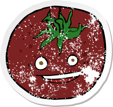 Bir insan tarafından çizilmiş bir domatesin gerilimli çıkartması.