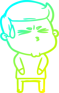 Bir insan tarafından çizilmiş terleyen bir çizgi film karakteri çizimi.