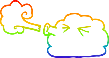 Gökkuşağı gradyan çizgisi bir çizgi bulutun çizimi bir insan tarafından çizilen fırtınayı üflüyor