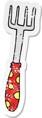 Bir insan tarafından çizilmiş karikatür çatalının sıkıntılı çıkartması.