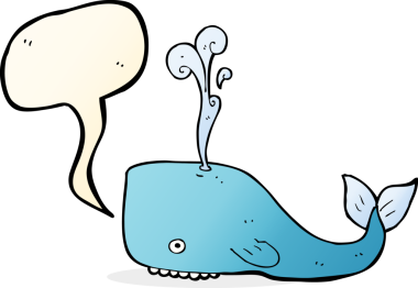 Bir insan tarafından çizilmiş konuşma balonlu çizgi film balinası