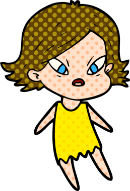 Çizgi film bir insan tarafından çizilmiş stresli kadın.