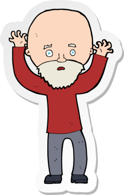 Bir insan tarafından çizilmiş sakallı bir adamın çıkartması.