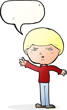 Bir insan tarafından çizilmiş konuşma balonu olan kaba bir adam.