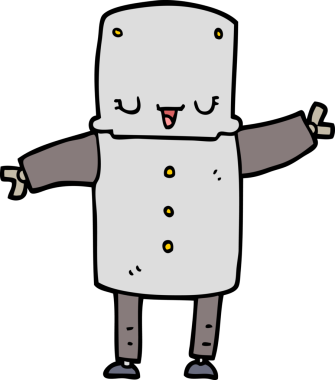 Bir insan tarafından çizilmiş çizgi film robotu