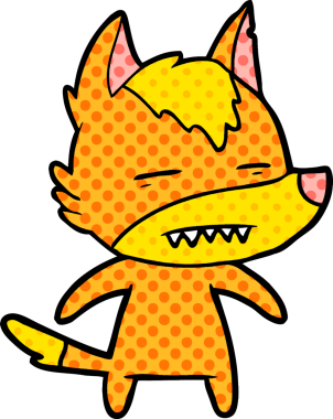 Bir insan tarafından çizilmiş tilki çizgi film karakteri