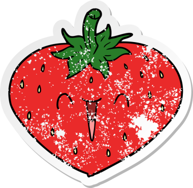 Bir insan tarafından çizilmiş mutlu bir çileğin sıkıntılı çıkartması.