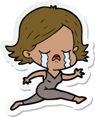 Bir insan tarafından çizilmiş bir karikatürdeki kızın ağlaması.