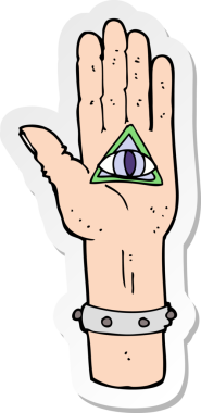 Bir insan tarafından çizilmiş garip el sembolünün çıkartması.