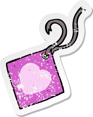 Bir insan tarafından çizilmiş karikatür hediye etiketi.