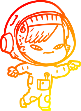 Bir insan tarafından çizilmiş bir astronot kadın çizgi çizimi.