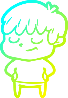 Bir çizgi film karakteri çizen soğuk çizgi bir insan tarafından çizilmiş mutlu çocuk.