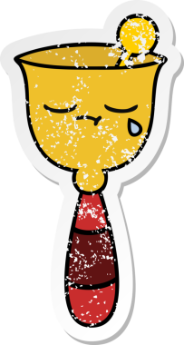 Bir insan tarafından çizilmiş şirin bir okul çanının sıkıntılı çıkartması.