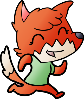 Bir insan tarafından çizilmiş mutlu çizgi film tilkisi.