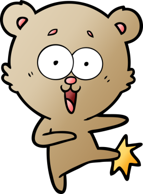 Bir insan tarafından çizilmiş gülen oyuncak ayı çizgi filmi.