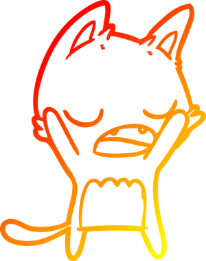 Bir insan tarafından çizilen esneyen kedinin sıcak çizgi çizimi