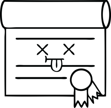 Bir insan tarafından çizilmiş bir sertifikanın çizgi çizimi