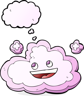 Bir insan tarafından çizilmiş düşünce baloncuklu karikatür dekoratif bulut