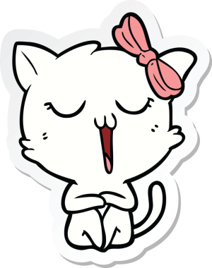 Bir insan tarafından çizilmiş çizgi film kedisinin çıkartması.